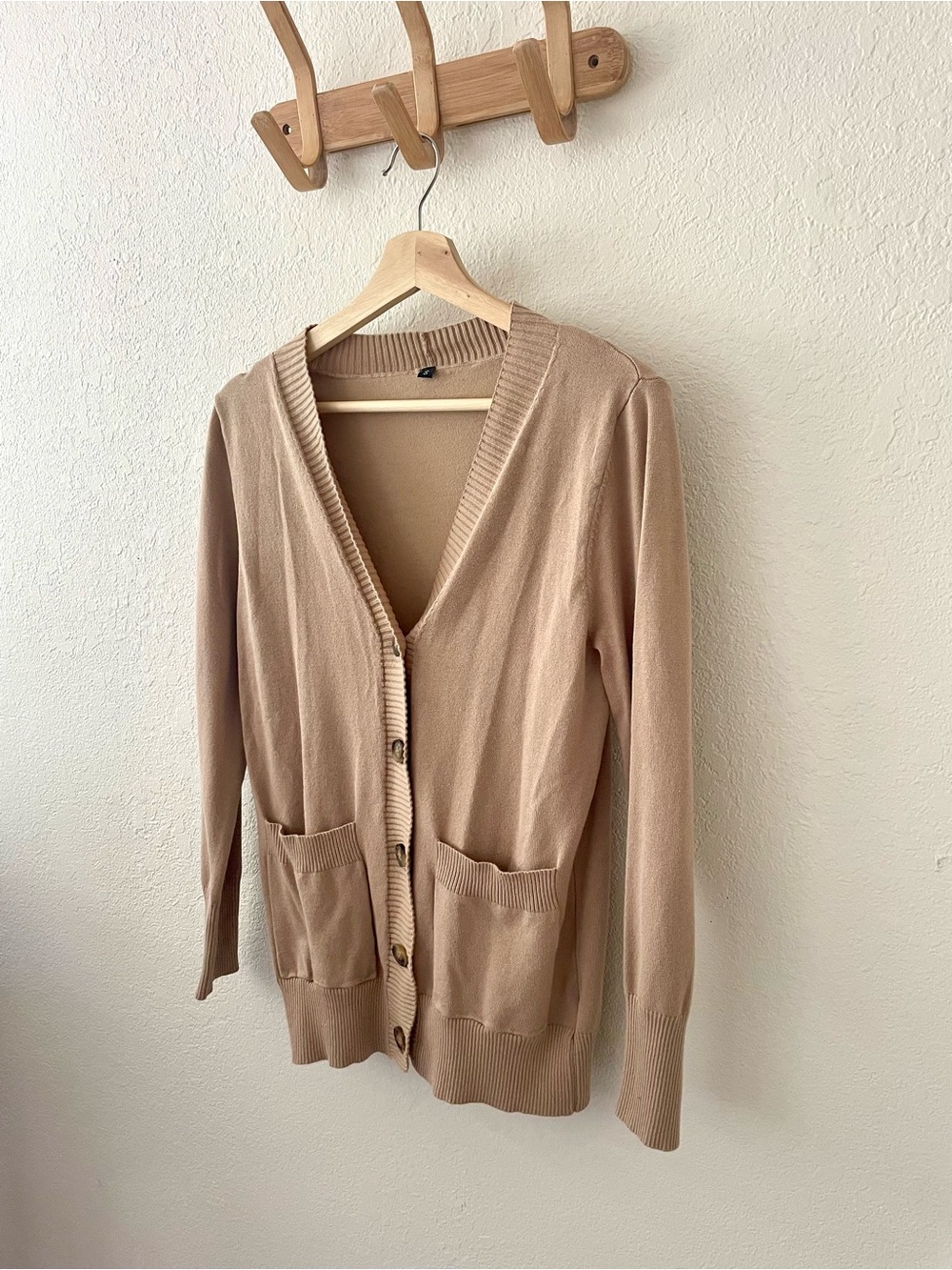 Unbranded Women’s Beige Soft Button Down Long Sleeve Cardigan SZ S